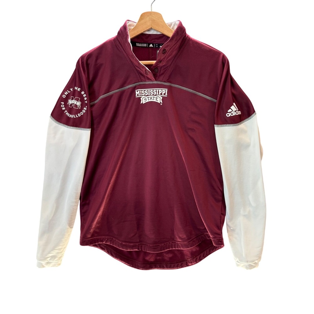 Adidas Mississippi State Pullover Jacket‎ Mens S NCAA Y2K Athletic Maroon